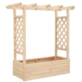 43.5*17.5*44.5 In Fir With Arched Lattice Raised Garden Bed Wooden Planting Frame Natural