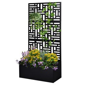 [Same Code: 96402386, 14765806]Metal Garden Bed with Trellis, 70 Inch Height Metal Planter Box with Trellis, Garden Box for Climbing Plants Veget
