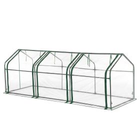 Mini Greenhouse with PVC Cover, Indoor Outdoor Plant Gardening Green House for Garden Backyard, 106*36*36in, White
