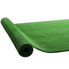 Artificial Grass, 10 x 3 ft Fake Grass Turf Rug, 0.6 in Pile Height Realistic Synthetic Lawn Carpet Roll Mat, Easy Clean Drainage Holes for Patio