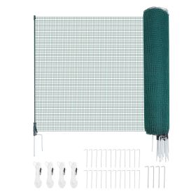 Temporary Fence with Posts, 3.9 x 98.4 FT Plastic Mesh Fencing, Garden Safety Fences Netting with Double-Spike Stakes & Guy Ropes
