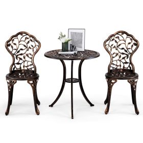 3 PCS Outdoor Bistro Set,Outdoor Patio Set, All-Weather Cast Aluminum Bistro Table Set for Backyard, Garden, Balcony (Leaf)