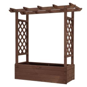 43.5*17.5*44.5 In Fir With Arched Lattice Raised Garden Bed Wooden Planting Frame Carbonized