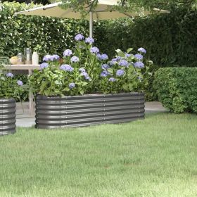 Garden Raised Bed Grey Powder-coated steel 59.8 x 15.7 x 14.2 in