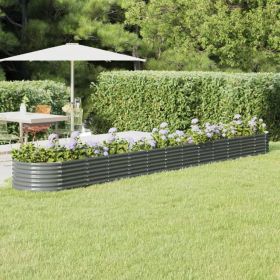 Garden Raised Bed Grey Powder-coated steel Large