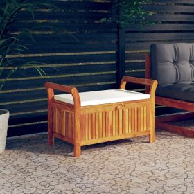 Garden Storage Bench Cream White, Natural Wood