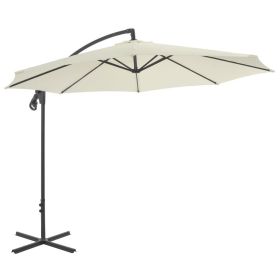 Large Cantilever Garden Parasol Sand Polyester Fabric