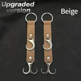 2 Pieces PU Car Hooks, Car Seat Cushion Hooks, Car Seat Back Storage Hooks, Faux Leather Car Hooks, Multi-functional Car Headrest Hooks, Car Seat (Option: beige)