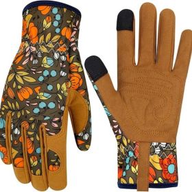 Leather Gardening Gloves for Women Thorn Proof Garden Gloves Touch Screen Working Gloves Gifts  Medium (Color: Colorm)