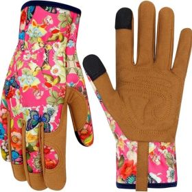 Leather Gardening Gloves for Women Thorn Proof Garden Gloves Touch Screen Working Gloves Gifts  Medium (Color: Colorh)
