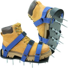 Lawn Aerator Shoes for Lawn, Soil Yard Aerator Tool with Hook & Loop Straps for Effectively Aerating (Material Type: Blue   Steel Spike)