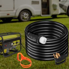 25Ft 50 Amp Generator Extension Cord STW 6/3 + 8/1 Generator Cord 125V 250V Generator Power Cord N14-50P & SS2-50R & CS6364 Twist Lock Connectors (Option: Black)